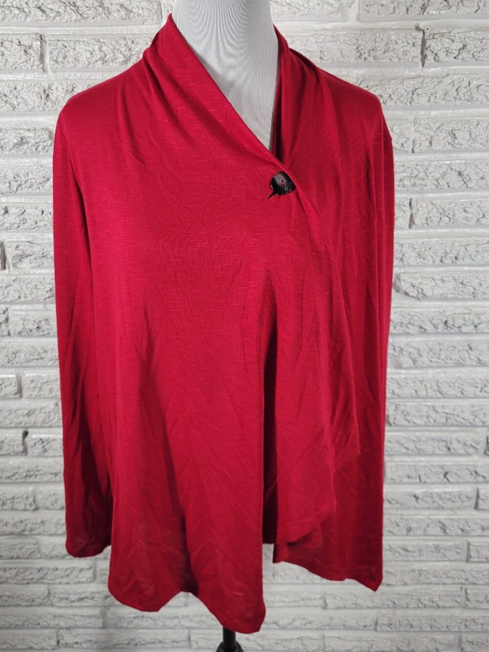 Apt 9 Red One Button Cardigan Knit Top Women XL Long Sleeve Stretch RED33E